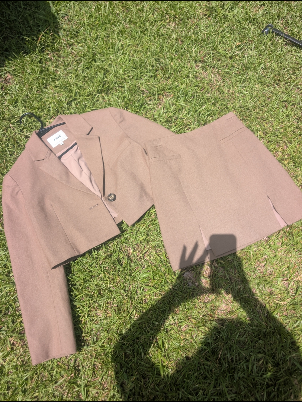 Cropped Blazer & Skirt Set in Brown - J. ING